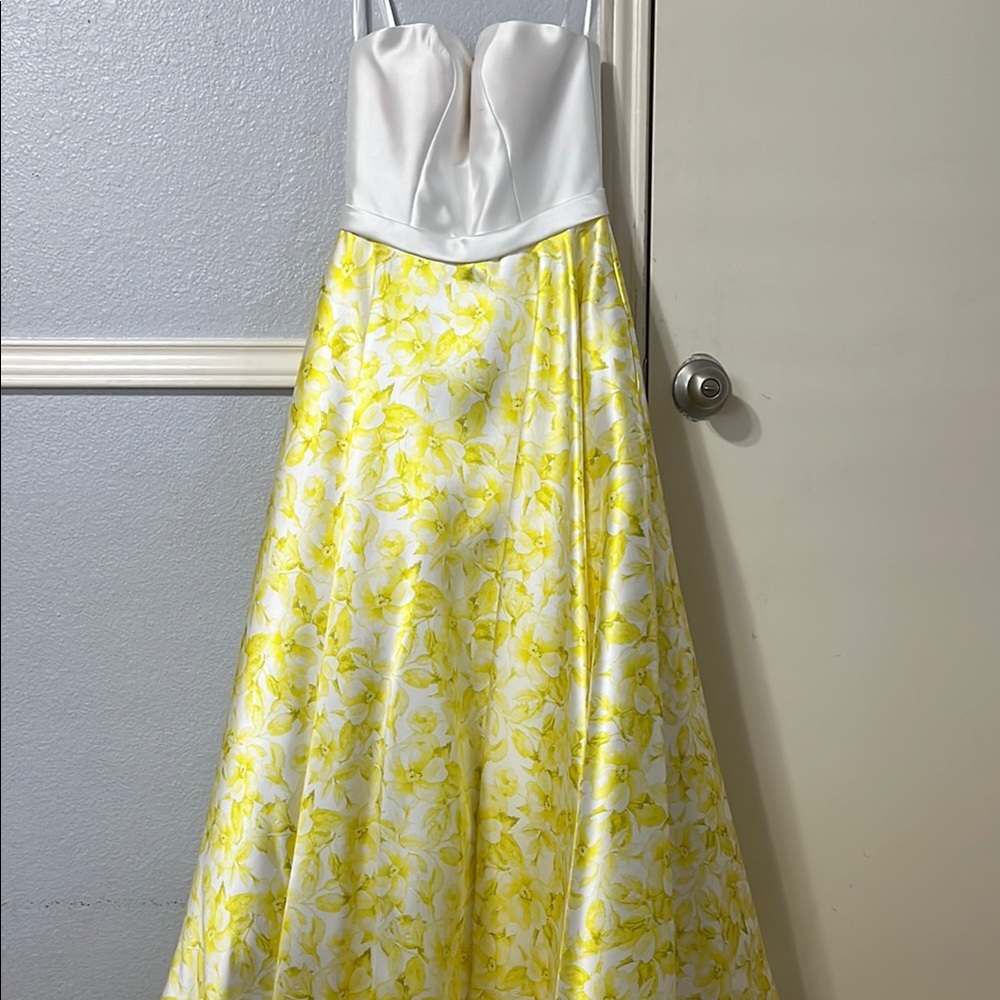 Elegant White and Yellow Floral Dress
